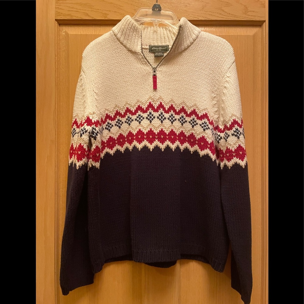 Eddie Bauer Cream and Black Sweater